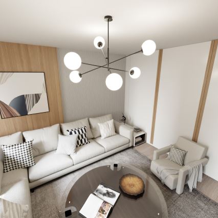 Csillár rúdon LINEAR 6xE14/10W/230V fekete/fehér