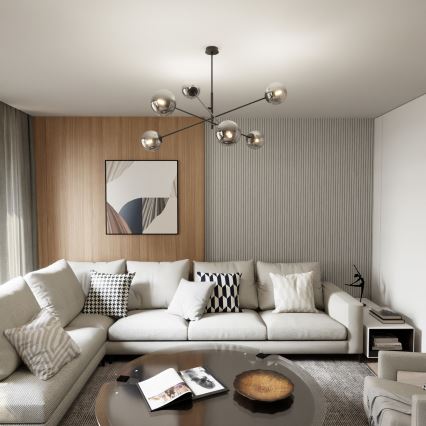 Csillár rúdon LINEAR 6xE14/10W/230V fekete/szürke