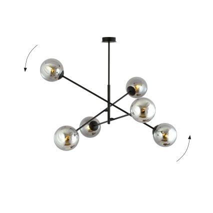Csillár rúdon LINEAR 6xE14/10W/230V fekete/szürke