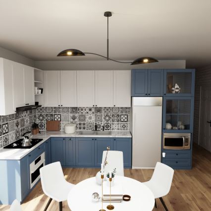 Csillár rúdon LOTUS 2xE14/10W/230V fekete/arany