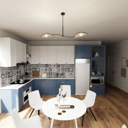 Csillár rúdon LOTUS 2xE14/10W/230V fekete/bézs