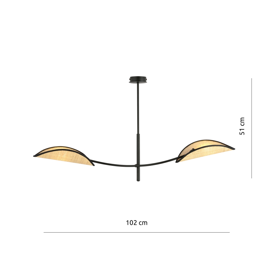 Csillár rúdon LOTUS 2xE14/10W/230V fekete/bézs