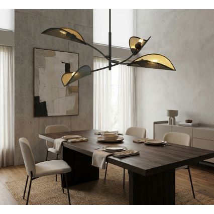 Csillár rúdon LOTUS 4xE14/10W/230V fekete/arany