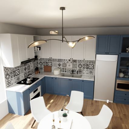 Csillár rúdon LOTUS 4xE14/10W/230V fekete/bézs