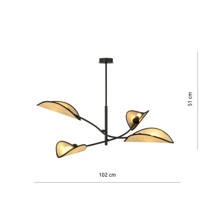 Csillár rúdon LOTUS 4xE14/10W/230V fekete/bézs