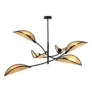 Csillár rúdon LOTUS 6xE14/10W/230V fekete/bézs