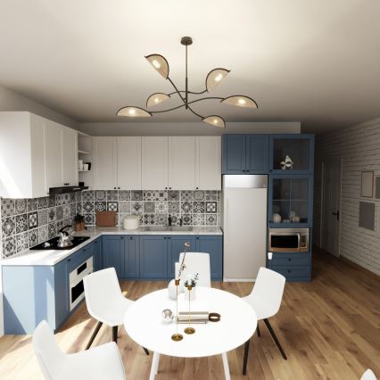 Csillár rúdon LOTUS 6xE14/10W/230V fekete/bézs