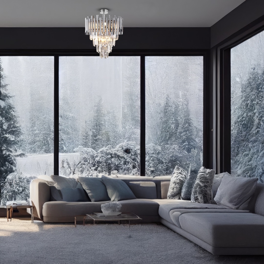 Csillár rúdon MADISON 9xE14/40W/230V matt króm