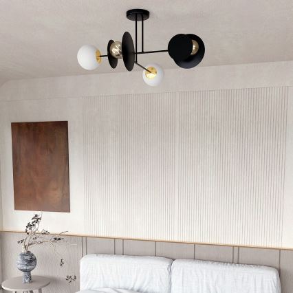 Csillár rúdon MINERVA 2xE27/15W + 2xE14/10W/230V fekete