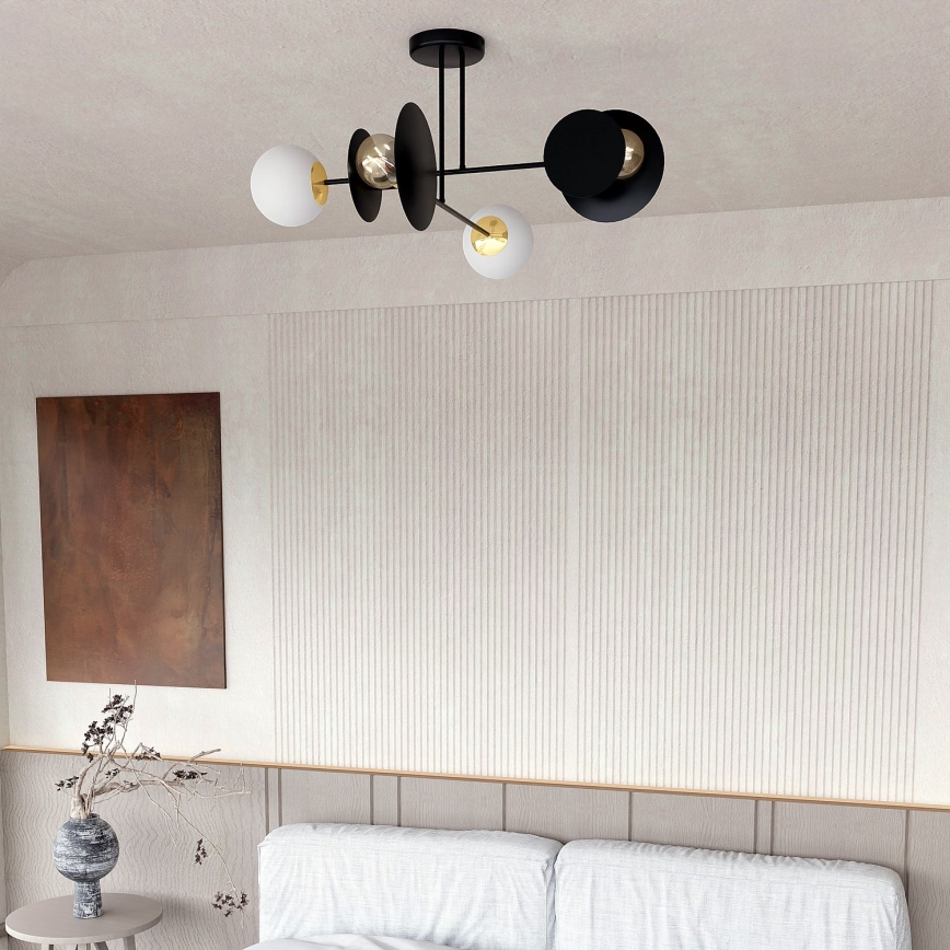 Csillár rúdon MINERVA 2xE27/15W + 2xE14/10W/230V fekete