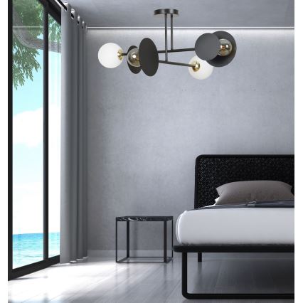 Csillár rúdon MINERVA 2xE27/15W + 2xE14/10W/230V fekete