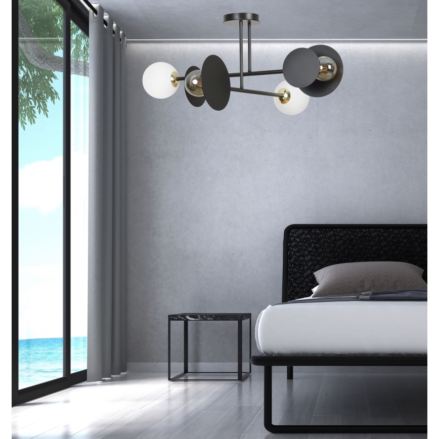 Csillár rúdon MINERVA 2xE27/15W + 2xE14/10W/230V fekete