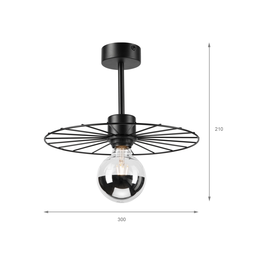 Csillár rúdon MONTANA 1xE27/15W/230V átm. 30 cm fekete