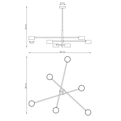 Csillár rúdon NATSU 6xGX53/12W/230V fekete