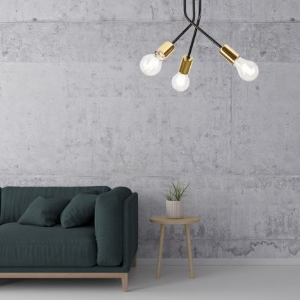 Csillár rúdon PRIYA 3xE27/15W/230V fekete