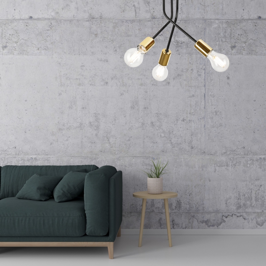 Csillár rúdon PRIYA 3xE27/15W/230V fekete