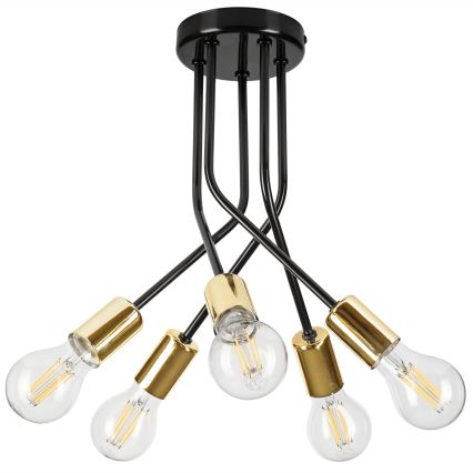 Csillár rúdon PRIYA 5xE27/15W/230V fekete