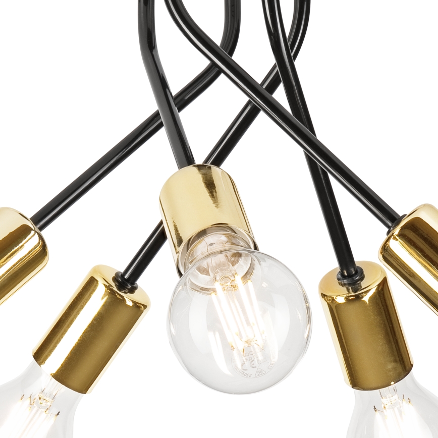 Csillár rúdon PRIYA 5xE27/15W/230V fekete