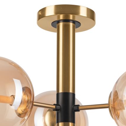 Csillár rúdon ROLLO 3xG9/5W/230V arany/füstös bézs