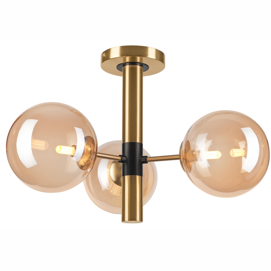 Csillár rúdon ROLLO 3xG9/5W/230V arany/füstös bézs