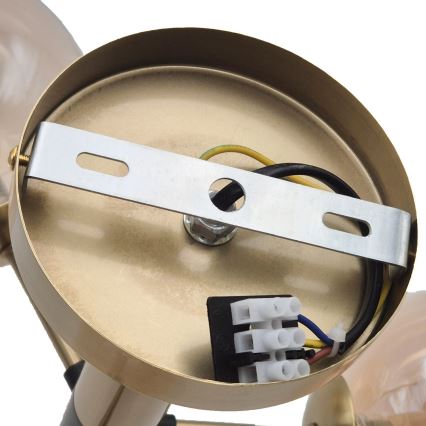 Csillár rúdon ROLLO 5xE14/5W/230V arany/füstös bézs