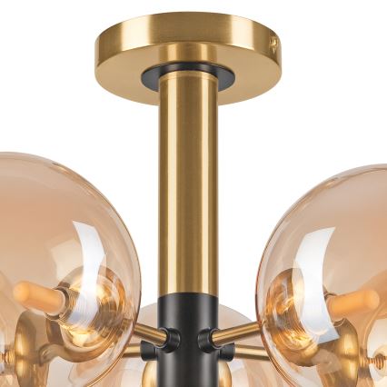 Csillár rúdon ROLLO 5xG9/5W/230V arany/füstös bézs