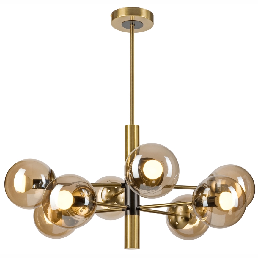 Csillár rúdon ROLLO 8xE14/5W/230V arany/füstös bézs