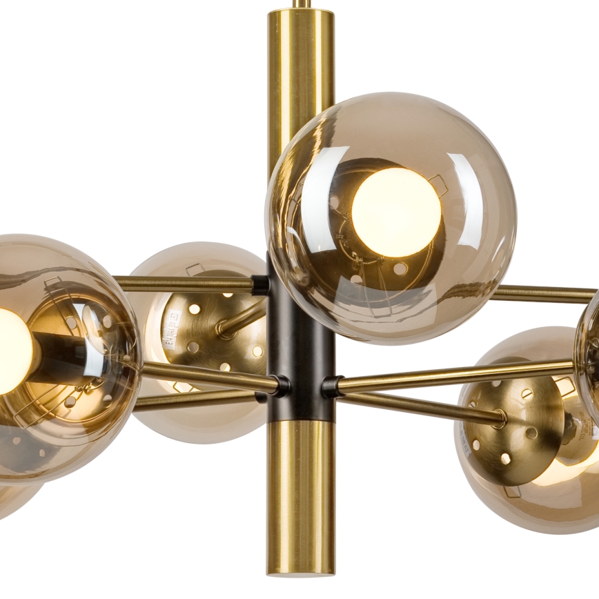 Csillár rúdon ROLLO 8xE14/5W/230V arany/füstös bézs