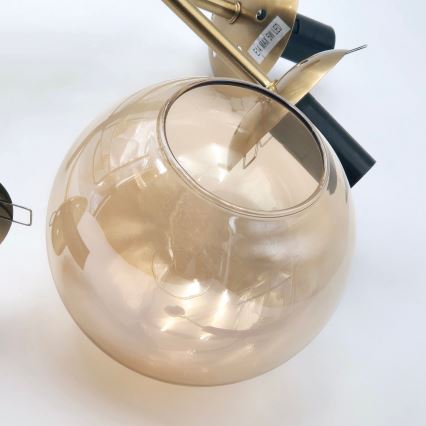 Csillár rúdon ROLLO 8xE14/5W/230V arany/füstös bézs