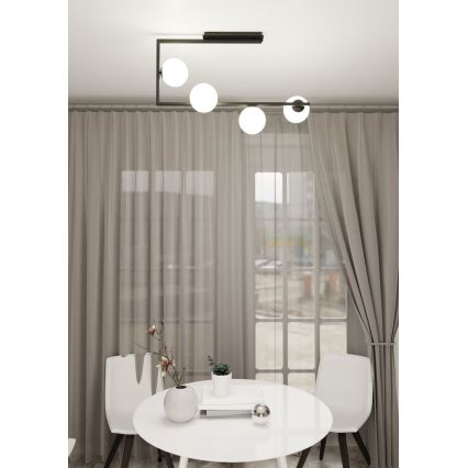 Csillár rúdon SOMA 4xE14/10W/230V fekete/fehér