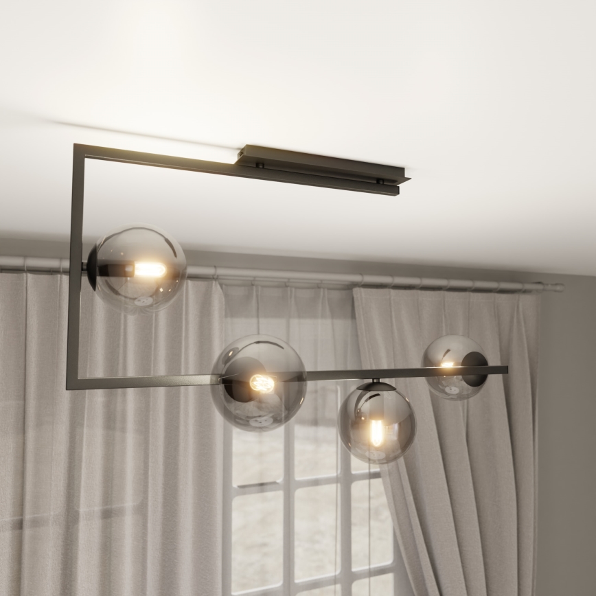 Csillár rúdon SOMA 4xE14/10W/230V fekete/szürke
