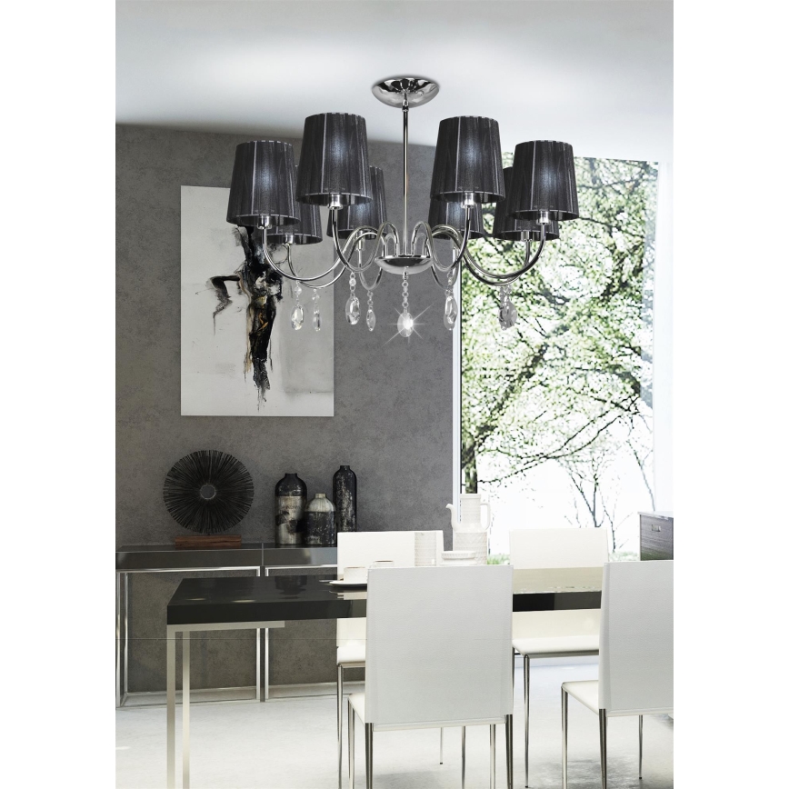 Csillár rúdon SORENTO 8xE14/40W/230V fekete