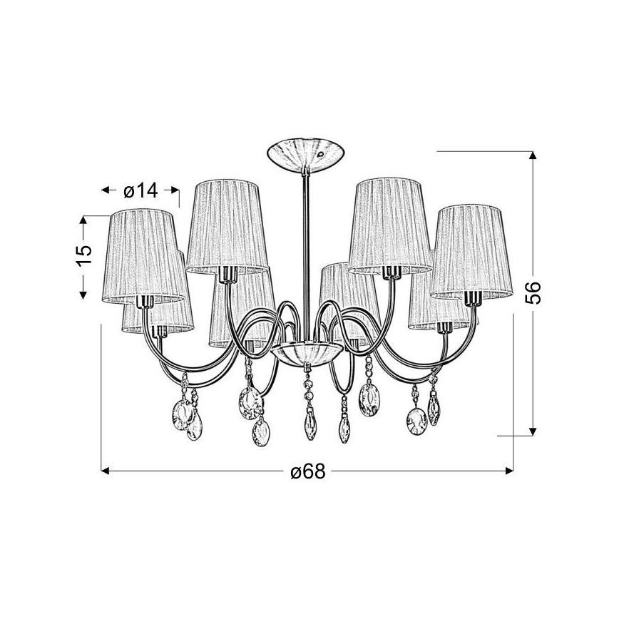 Csillár rúdon SORENTO 8xE14/40W/230V fekete