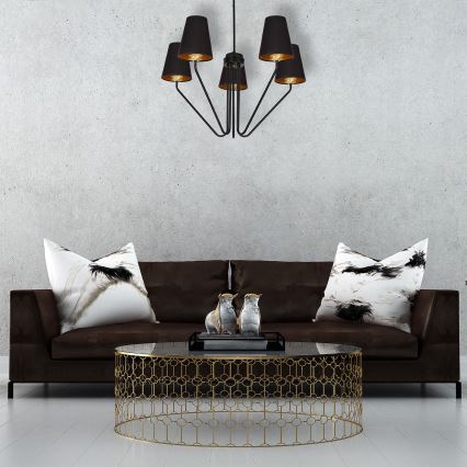 Csillár rúdon VICTORIA 5xE27/60W/230V fekete