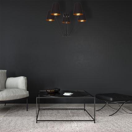 Csillár rúdon VICTORIA 5xE27/60W/230V fekete