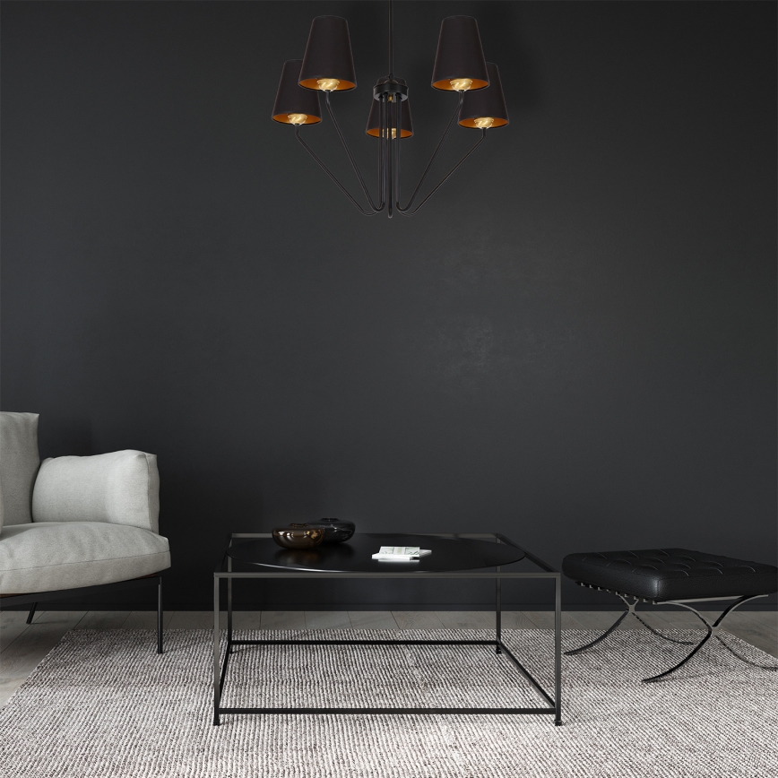 Csillár rúdon VICTORIA 5xE27/60W/230V fekete