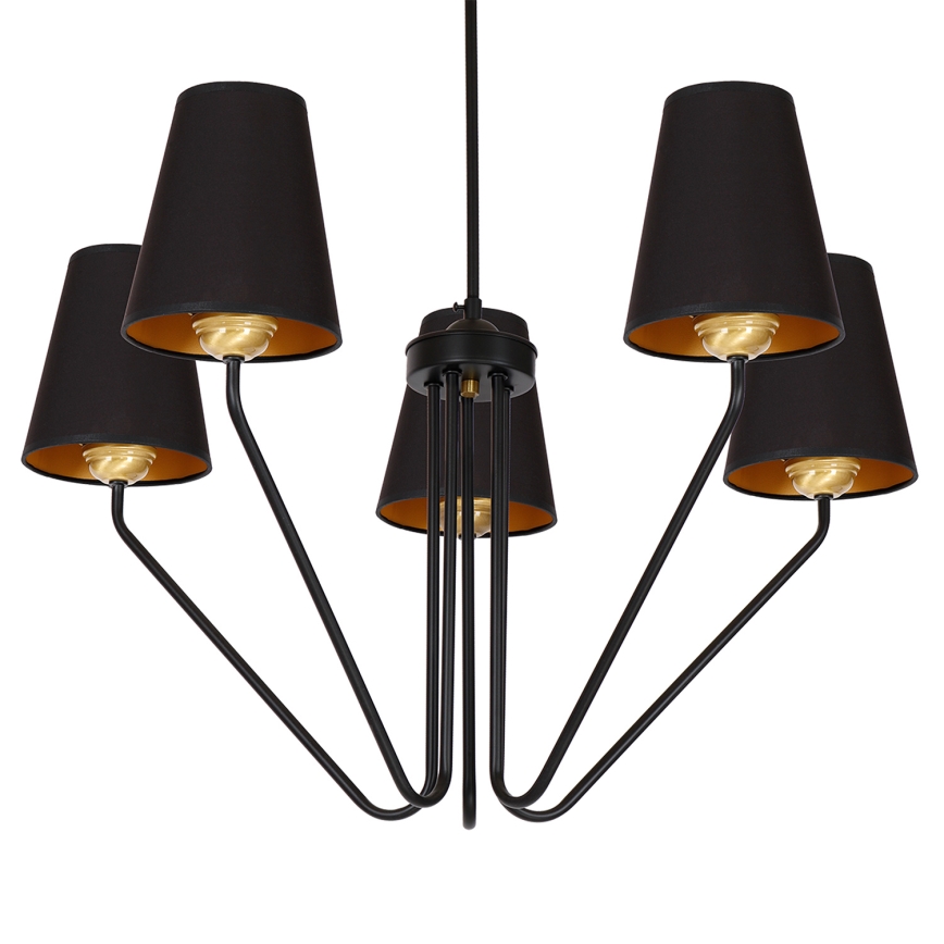 Csillár rúdon VICTORIA 5xE27/60W/230V fekete