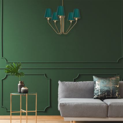 Csillár rúdon VICTORIA 5xE27/60W/230V zöld