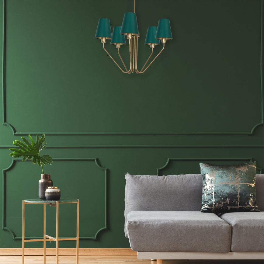 Csillár rúdon VICTORIA 5xE27/60W/230V zöld