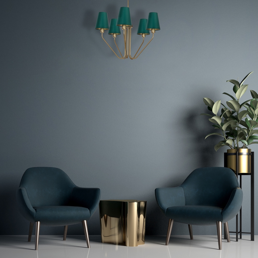 Csillár rúdon VICTORIA 5xE27/60W/230V zöld