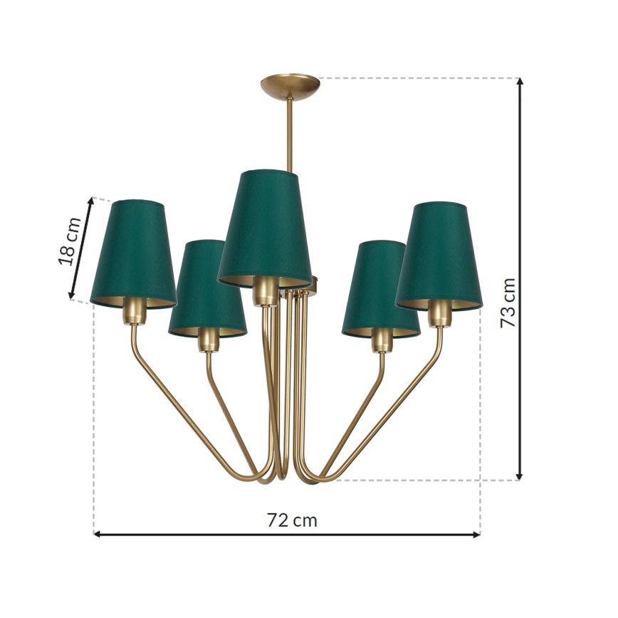 Csillár rúdon VICTORIA 5xE27/60W/230V zöld