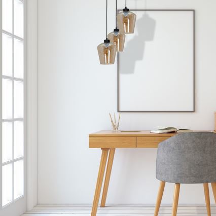 Csillár SANTIAGO 3xE27/60W/230V barna