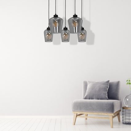 Csillár SANTIAGO 5xE27 / 60W / 230V fekete