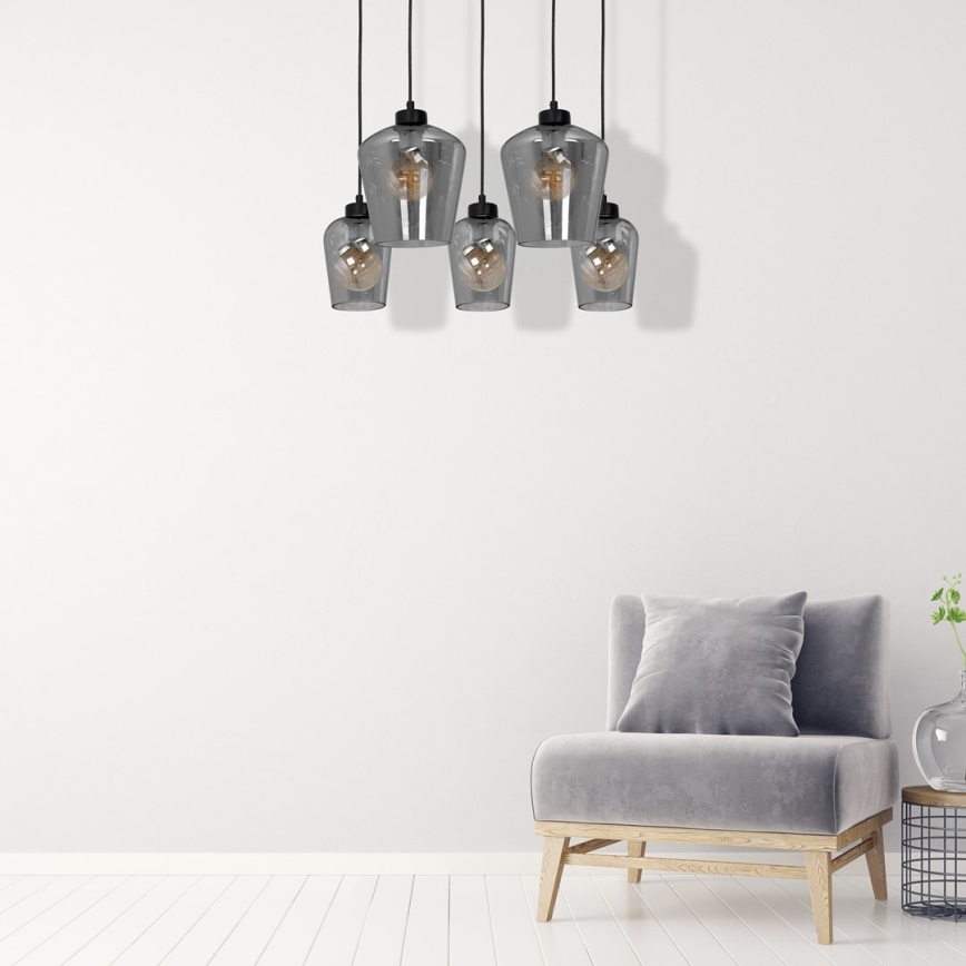 Csillár SANTIAGO 5xE27 / 60W / 230V fekete