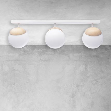 Csillár SFERA WOOD 3xE14/40W/230V fehér