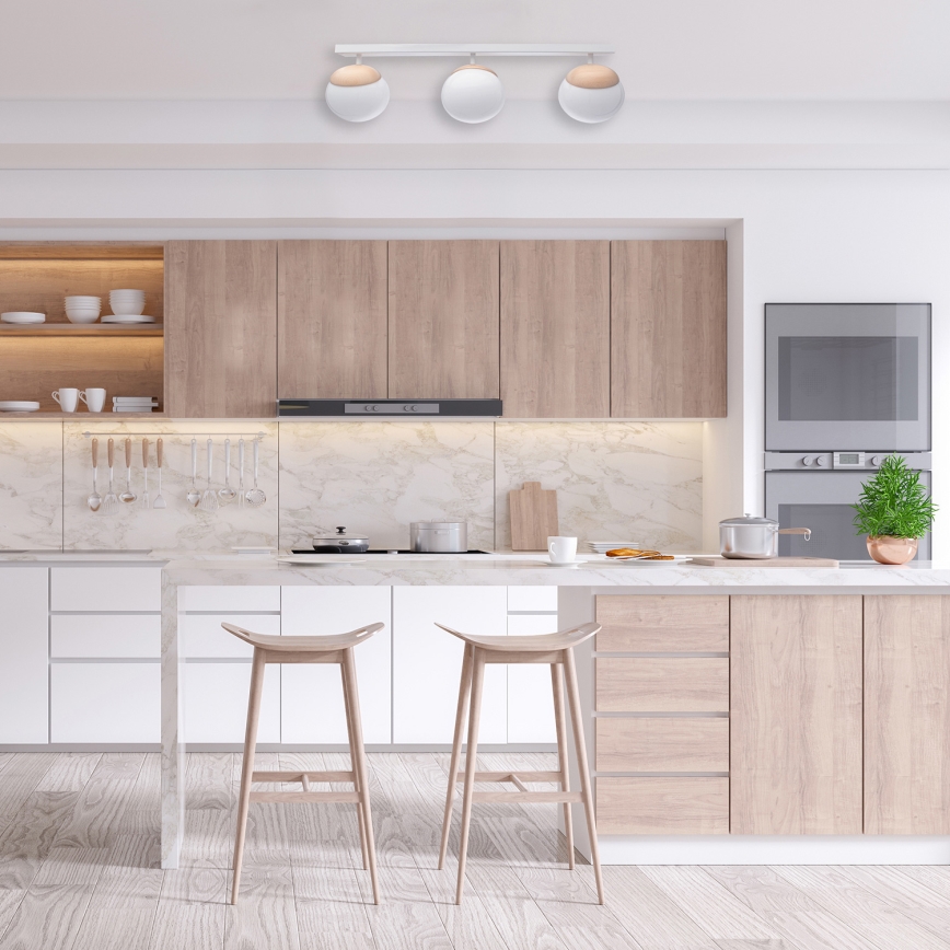 Csillár SFERA WOOD 3xE14/40W/230V fehér