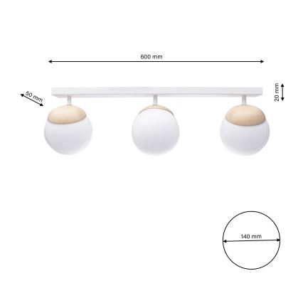 Csillár SFERA WOOD 3xE14/40W/230V fehér