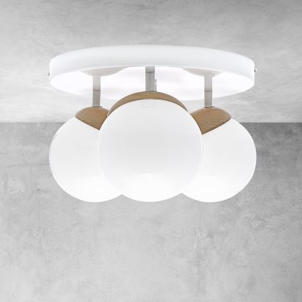 Csillár SFERA WOOD 3xE14/40W/230V fehér