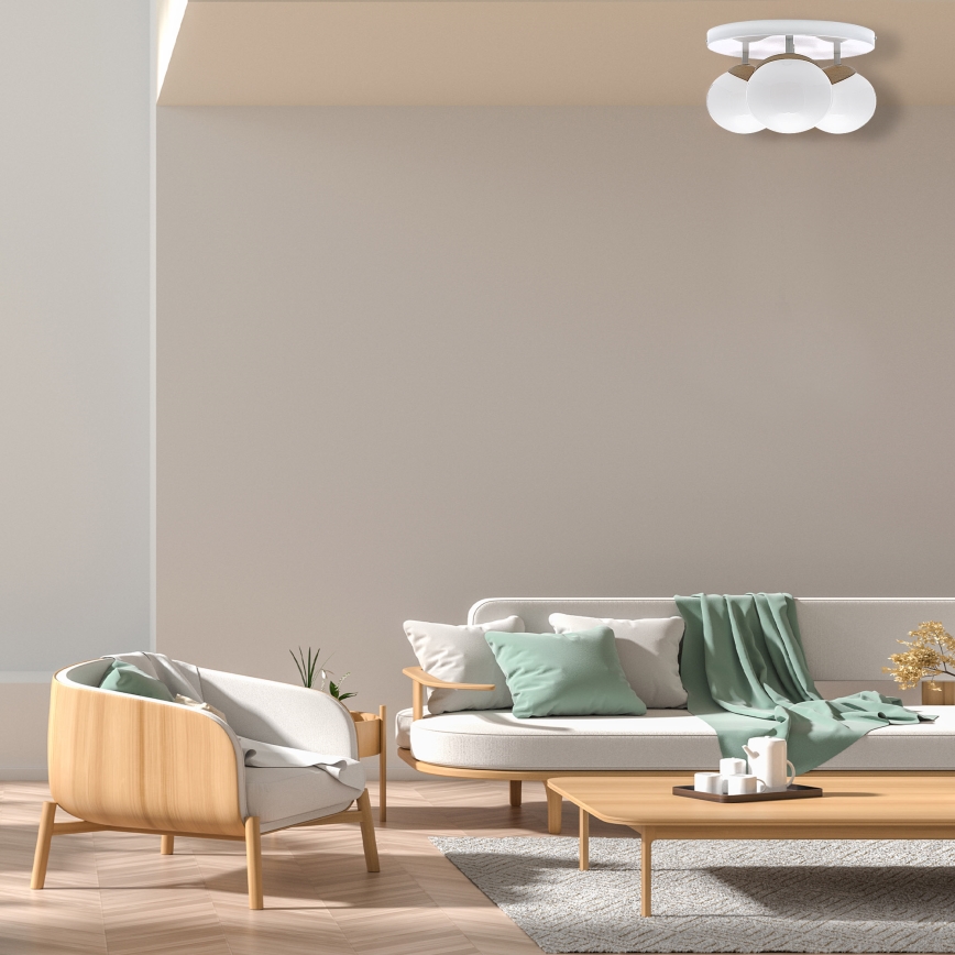 Csillár SFERA WOOD 3xE14/40W/230V fehér