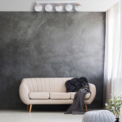 Csillár SFERA WOOD 5xE14/40W/230V fehér